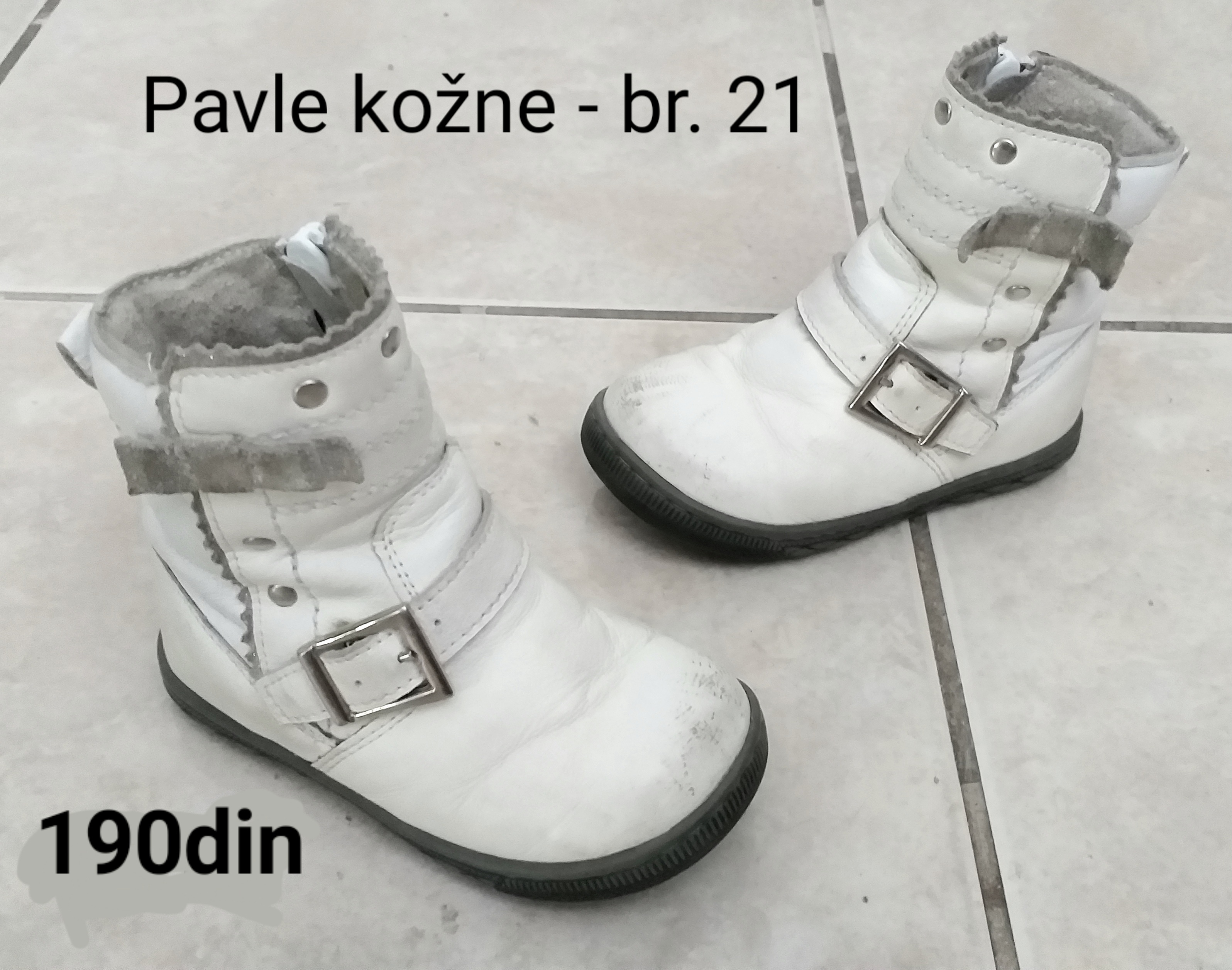 Pavle dečije kožne anatomske čizme bele br. 21