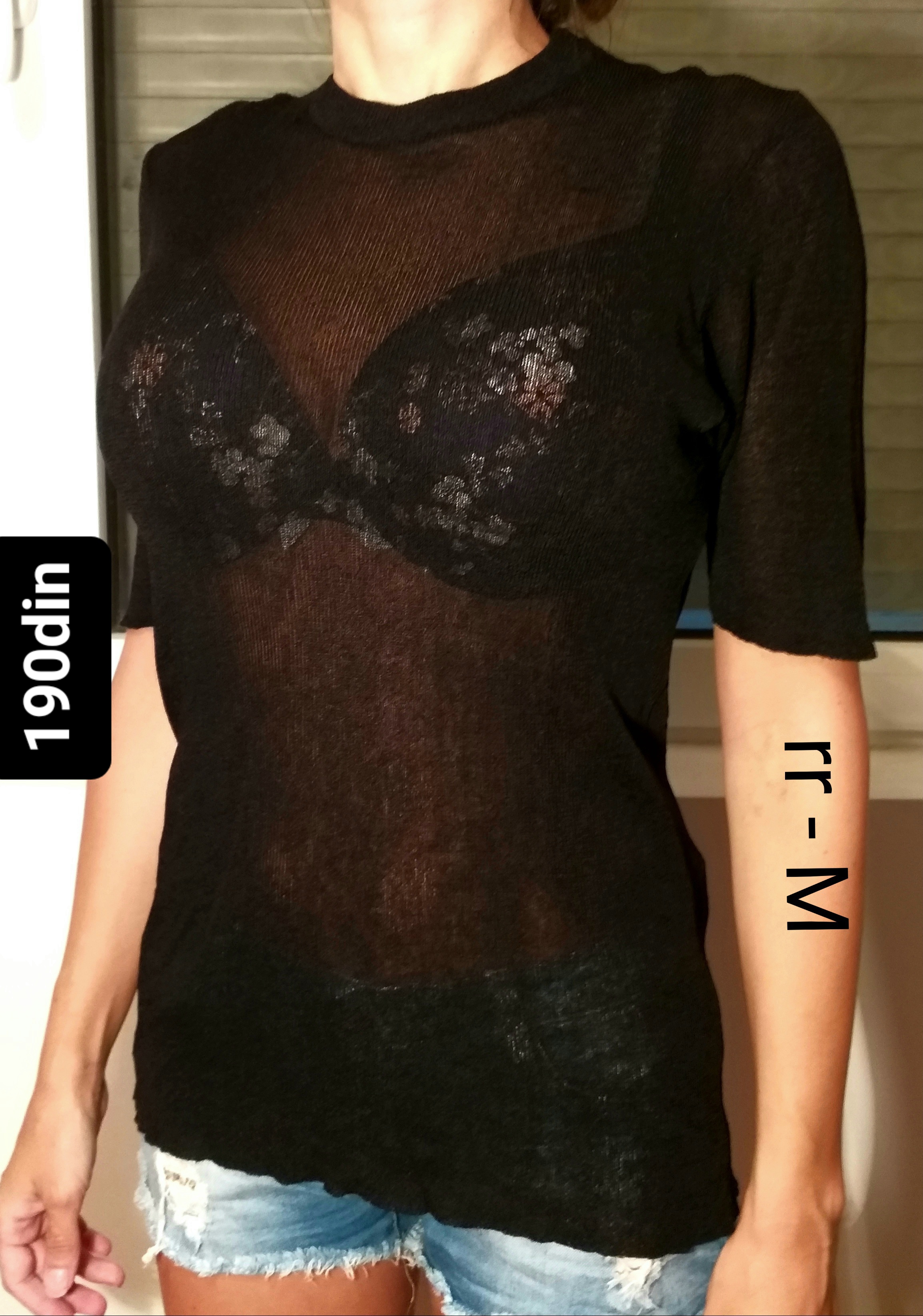 Ženska majica bluza crna providna M/38